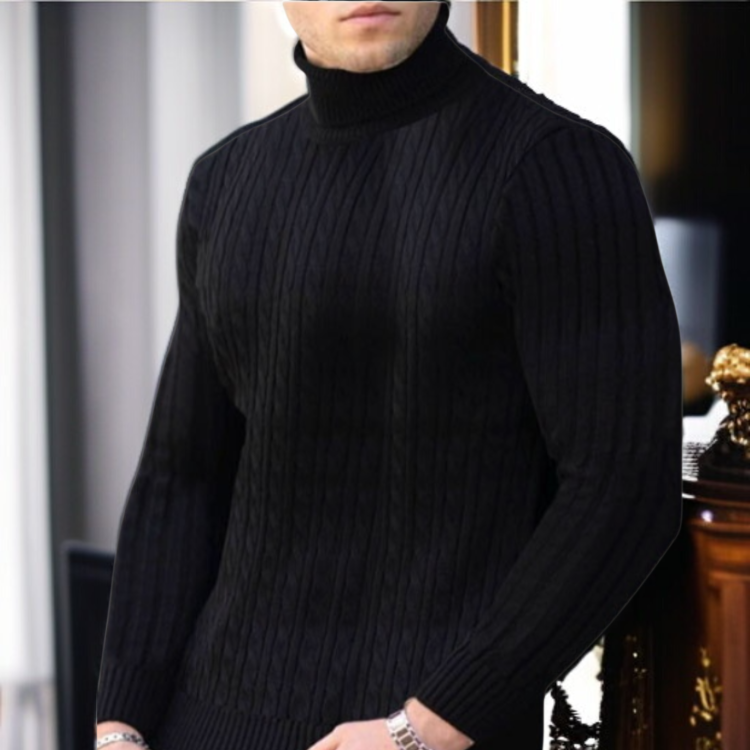 남자 폴라 니트 스트라이프 니트 옷깃이 높은 스웨터