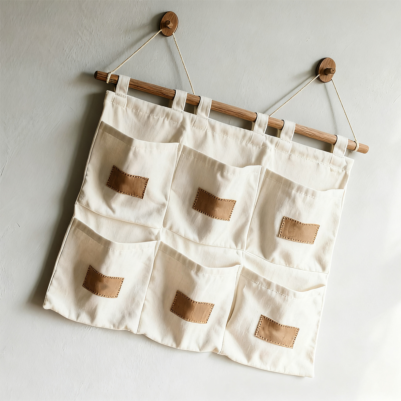 심플 캔버스 벽걸이 수납 파우치	