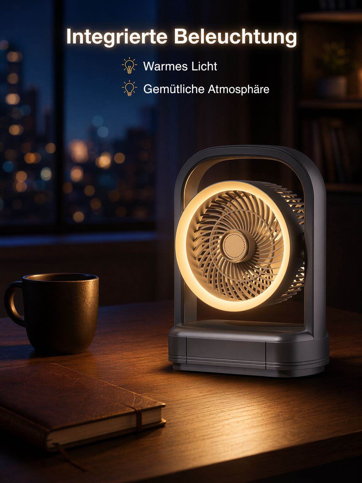 Tischventilator mit starker Windkraft und Beleuchtung