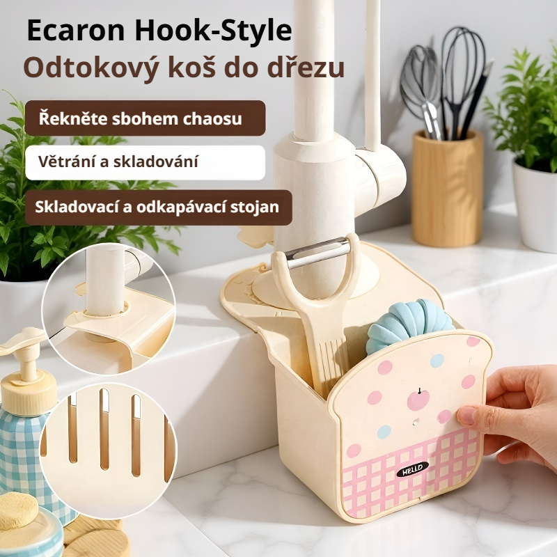 Makaronový toastový odkapávač na dřez s háčkem