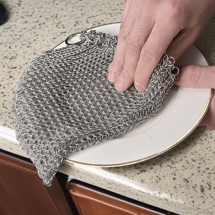 스테인리스 이중 그물 청소 브러쉬 실밥이 빠지지 않는 주방 청소 도구 주방용품 청소 볼