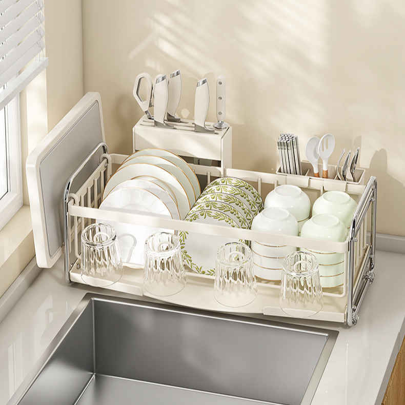 多功能廚房置物架附排水及餐具收納