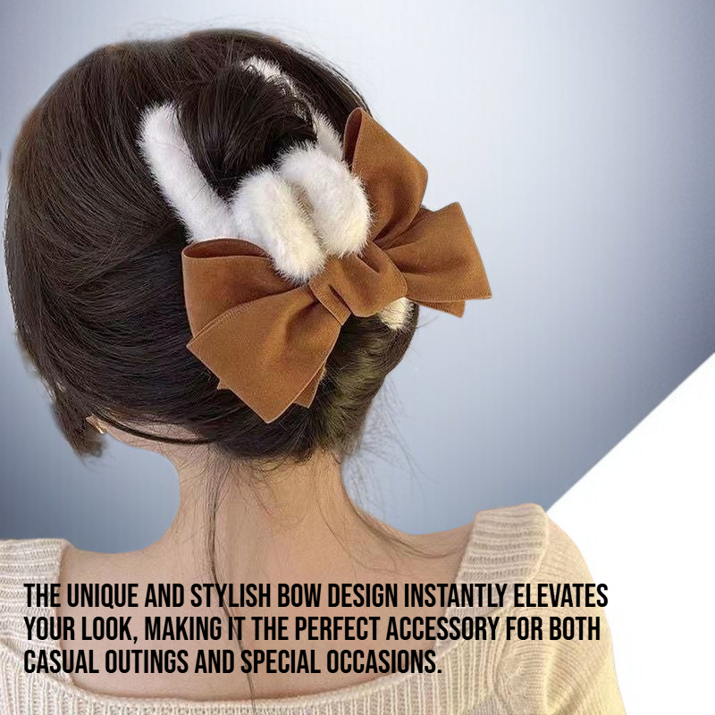 French plush bow hair clip