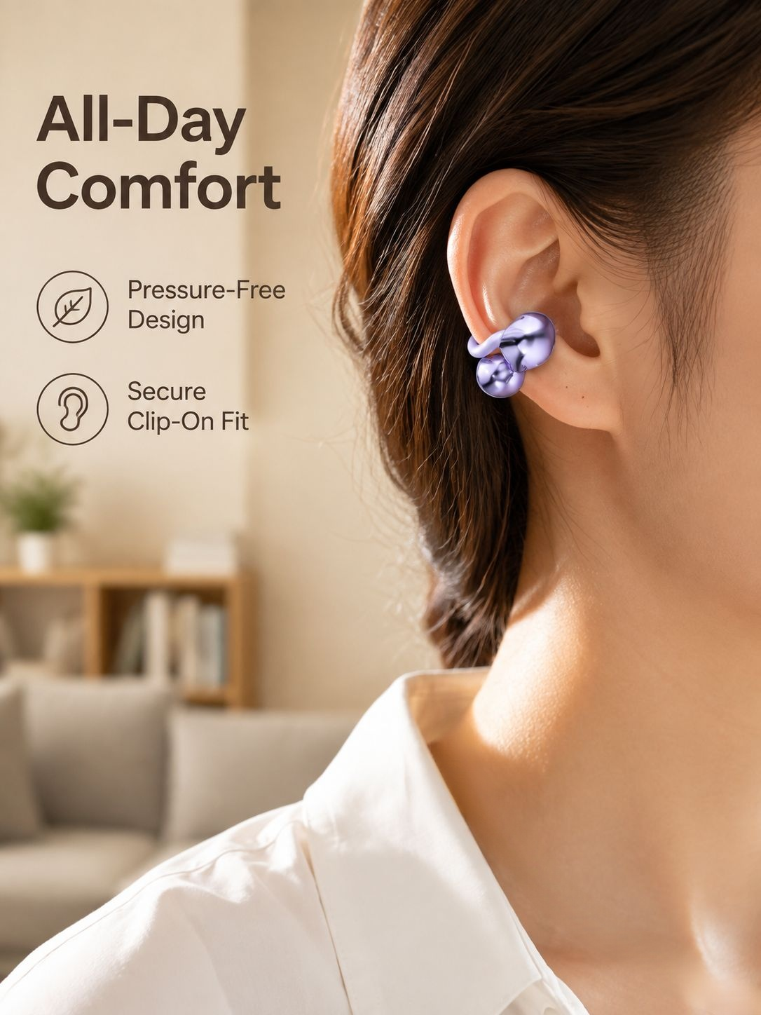Sleek design AI translation ear clip for professionals