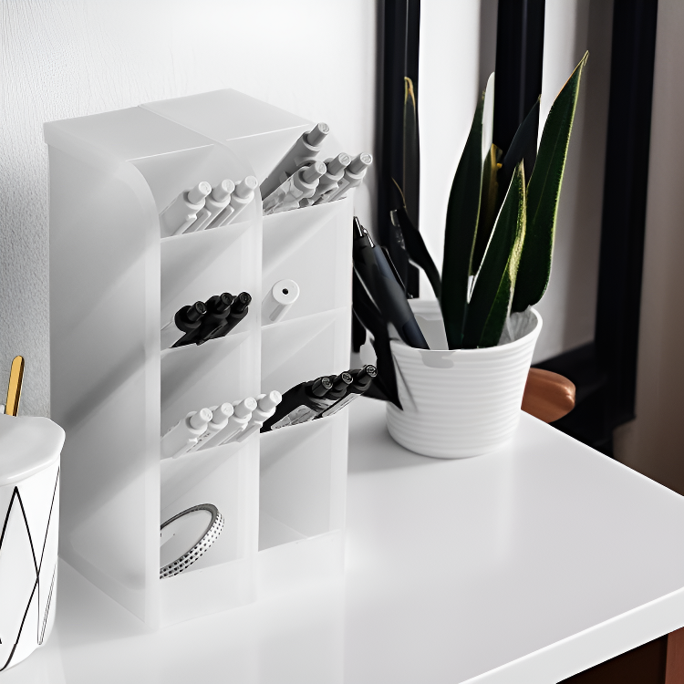 Large Capacity Frosted Slanted Pen Holder, Student Desktop Storage Box