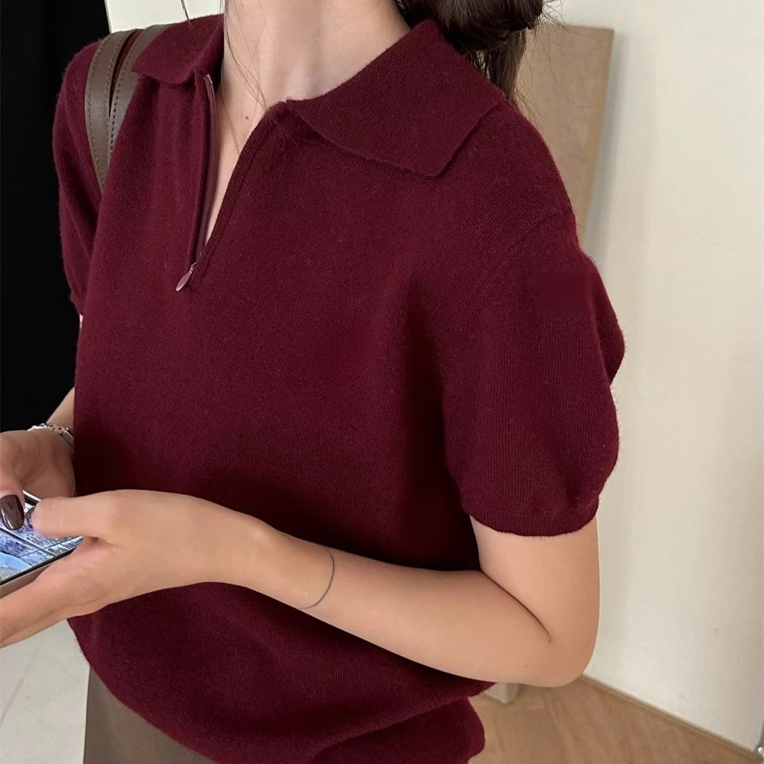 高級感Polo領針織衫女