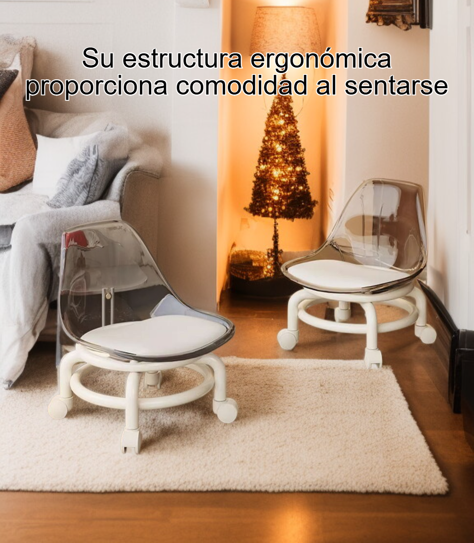 Detalle del acabado brillante del taburete de acrílico