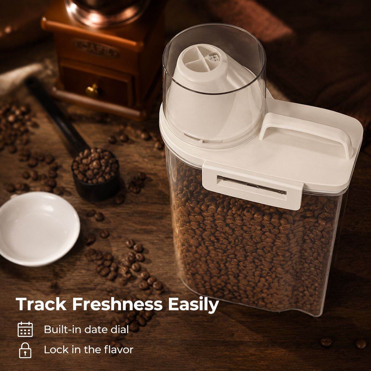 Square Food Storage Jar, Dry Goods & Grain Organizer, Moisture and Insect Resistant