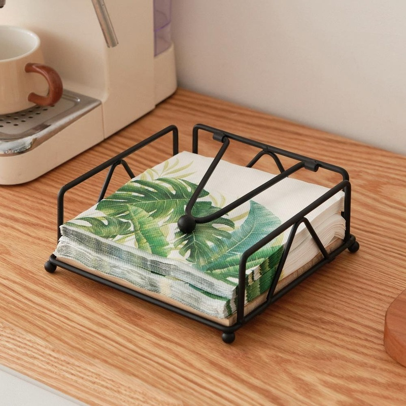Desktop Square Iron Tissue Holder for Hotel and Cafe