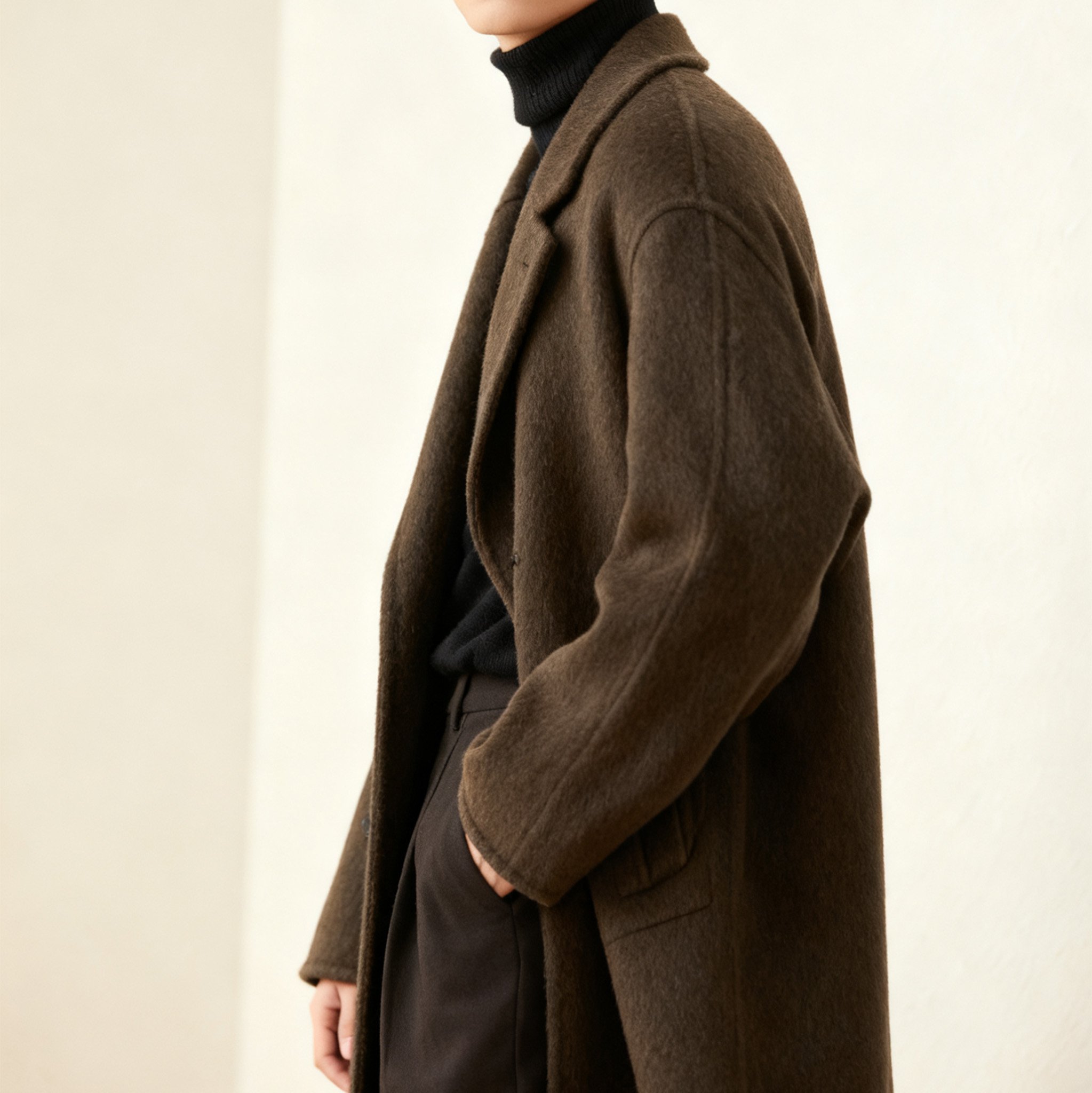 세련된 클래식 베이지 롱코트