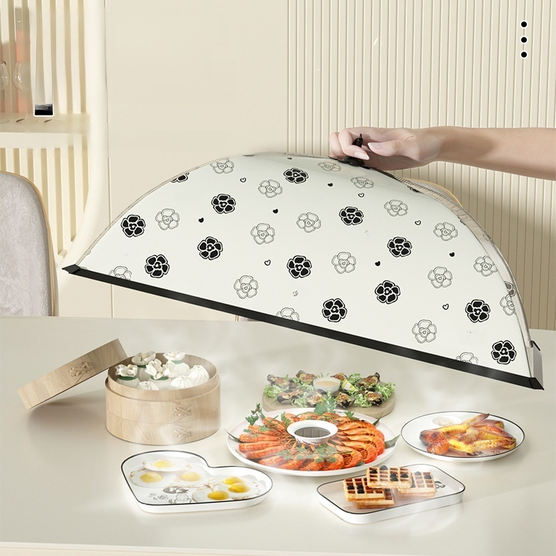 ฝาครอบอาหารแบบพับได้ ระบายอากาศได้ดี ป้องกันฝุ่น