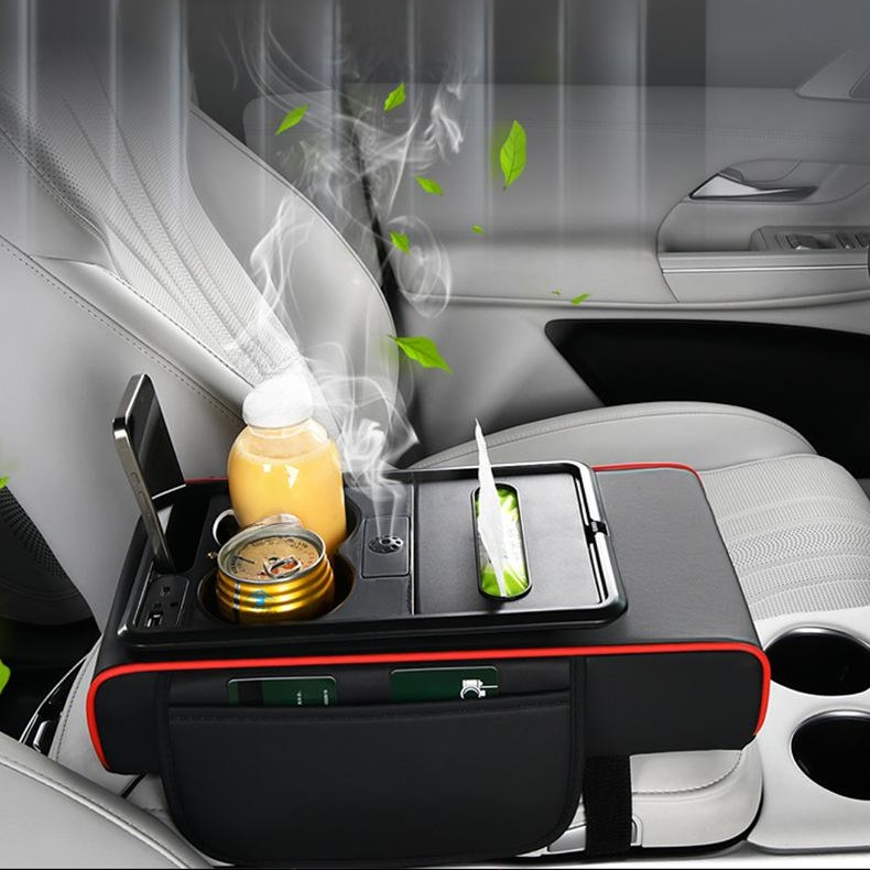 Multifunctional 8-in-1 Armrest Box with Charging and Electric Fragrance