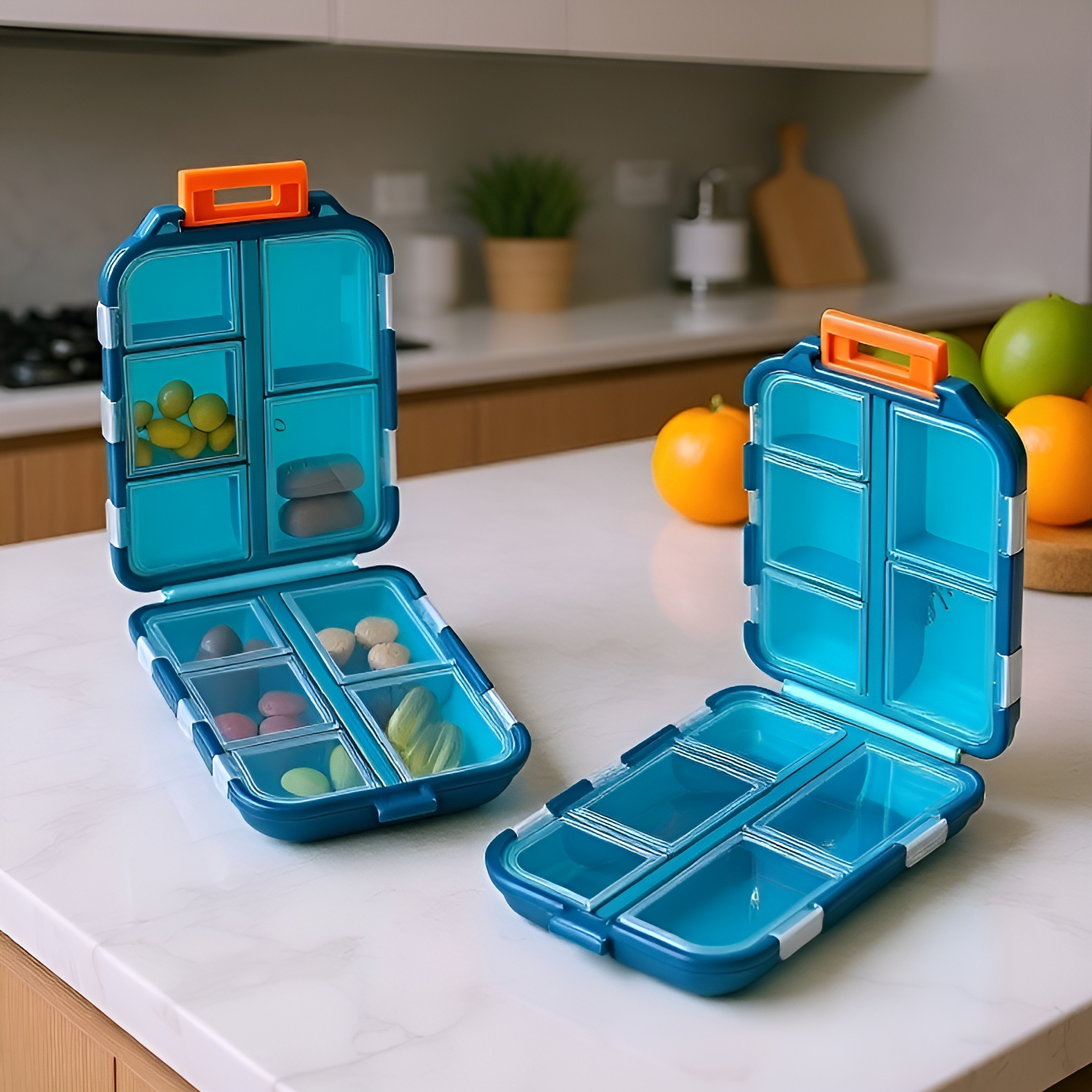 10-Compartment Sealed Portable Pill Case, Small PP Medicine Organizer