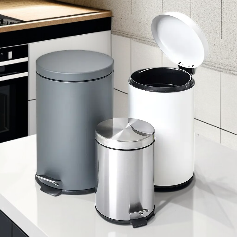 할메이드 인테리어 무소음 원형 페달휴지통 5L