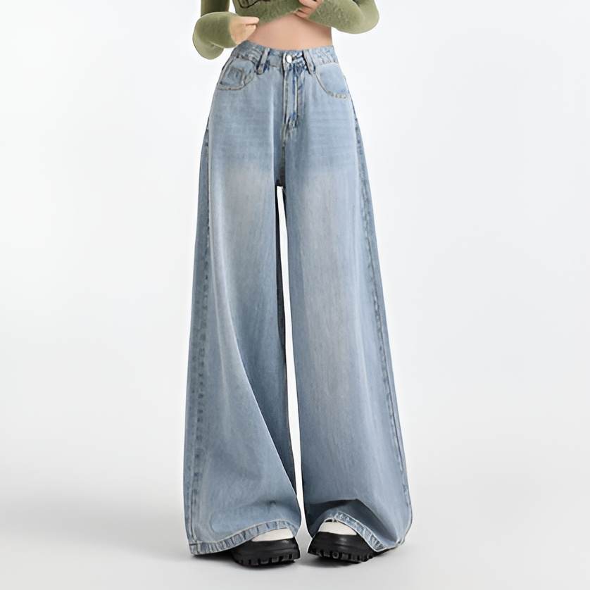 超ソフトな糸の流れのルーズジーンズ