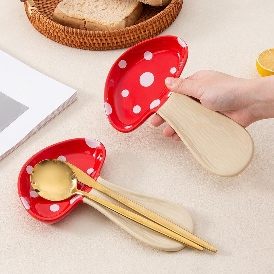 Modern Mushroom Spoon Rest – Personalized High-Temperature Kitchen Utensil Holder