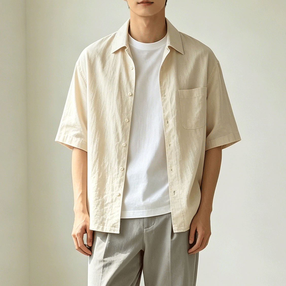 솔리드 컬러 캐주얼 셔츠