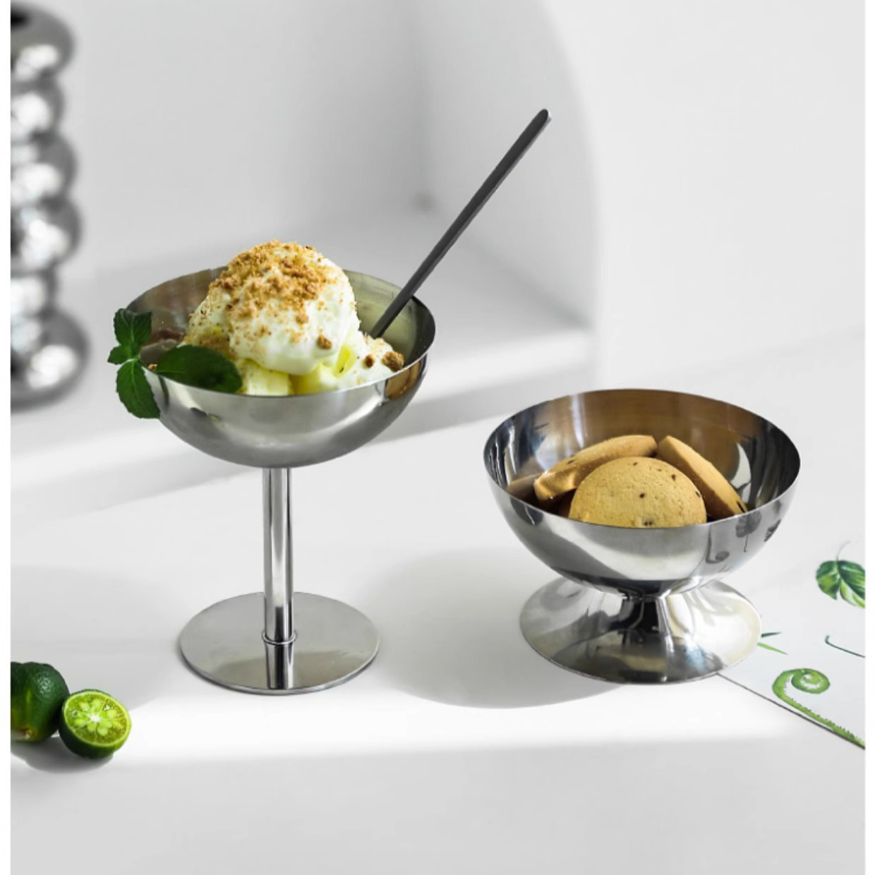  不鏽鋼雪糕杯高腳矮腳冰淇淋杯甜品杯