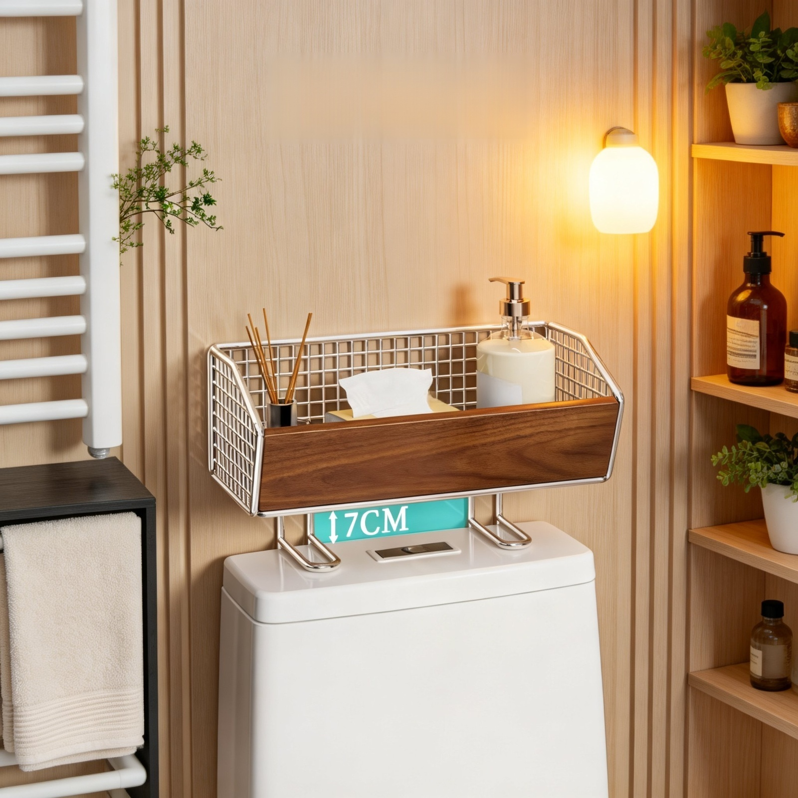 馬桶上方置物架節省空間設計