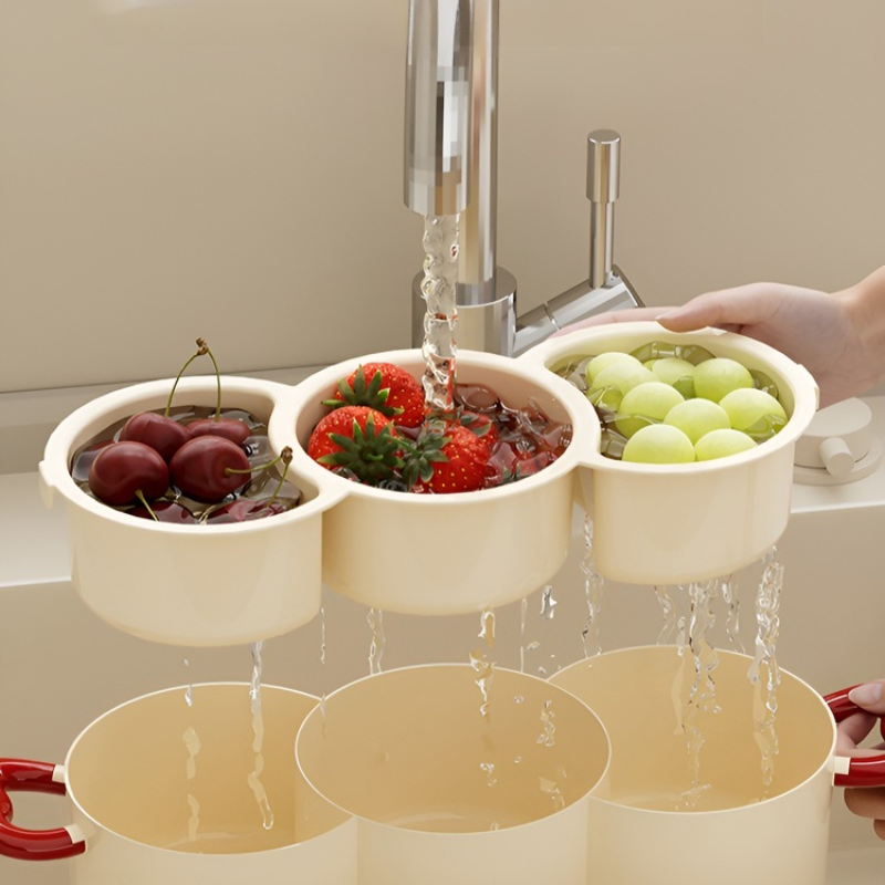 Removable and washable fruit tray drain basket