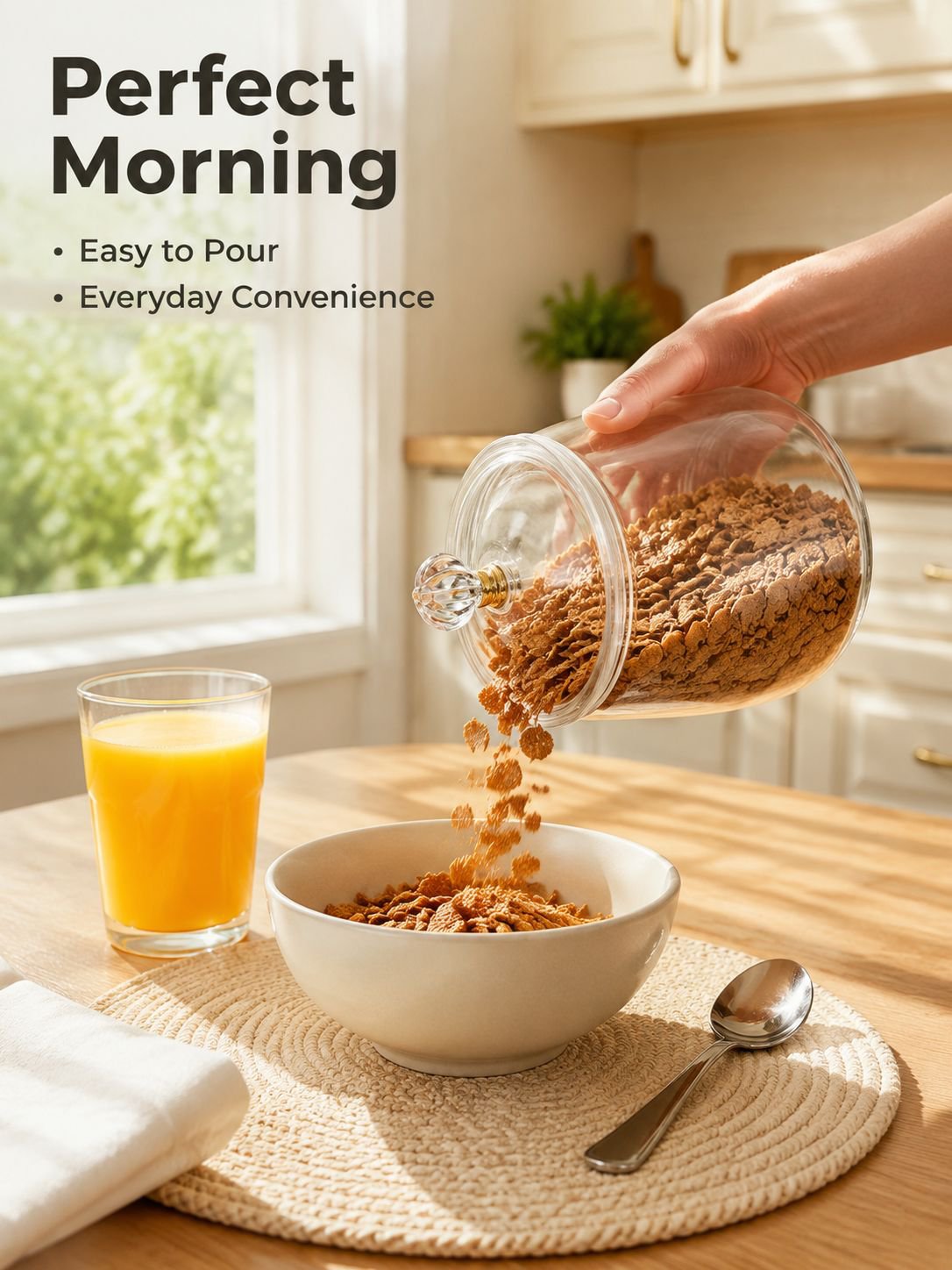 High Transparency Food-Grade PET Cereal Storage Jar