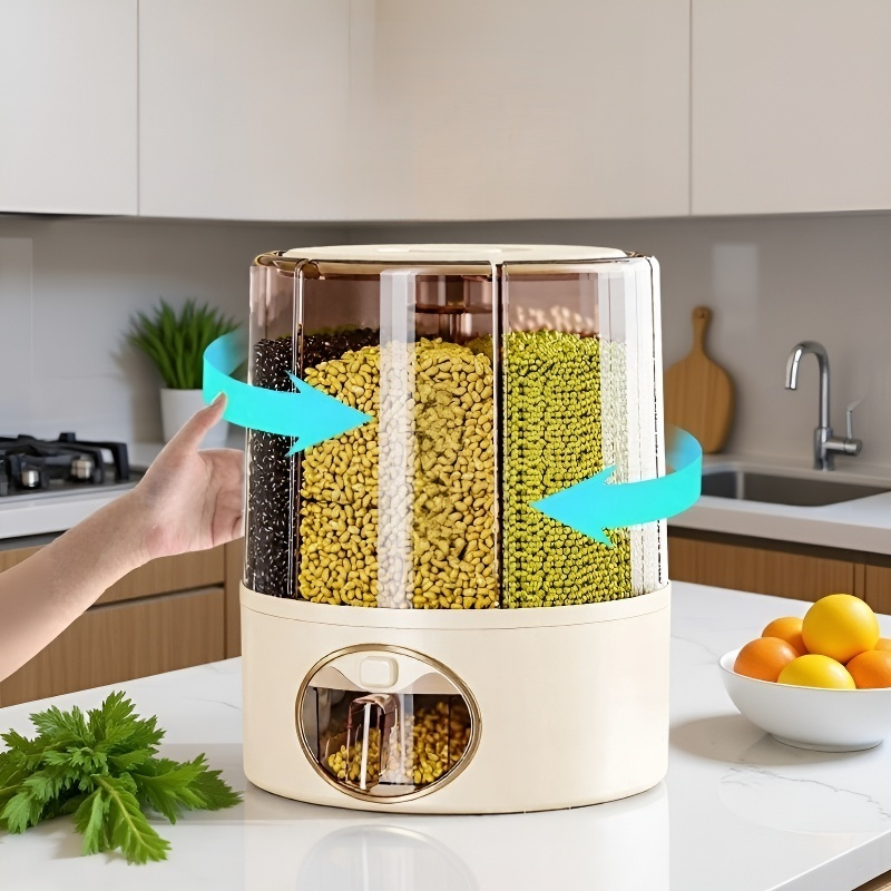 Cubo de almacenamiento de granos giratorio de 360° de gran capacidad