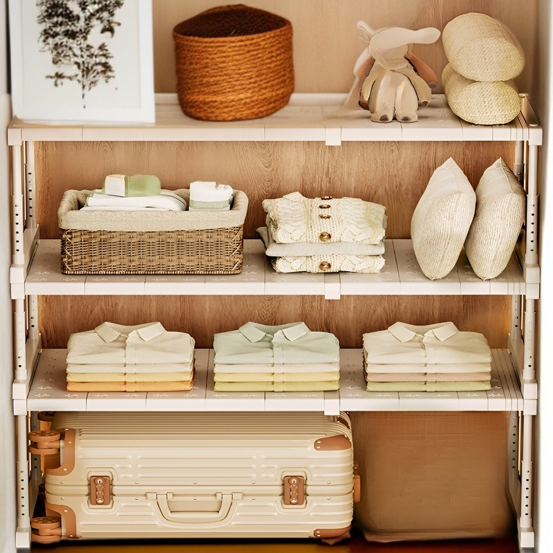 Wardrobe layered partition cabinet storage rack height adjustable compartment rack cabinet shoe rack