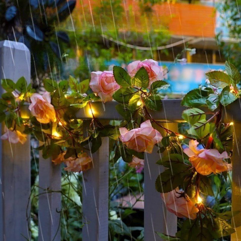 Rosette rotin imperméable lumière String