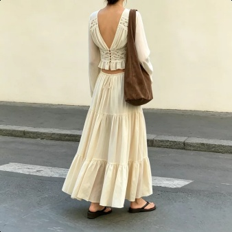 Europäisch-amerikanisches Chiffon-Spitzen-Cardigan mit Maxikleid für Damen