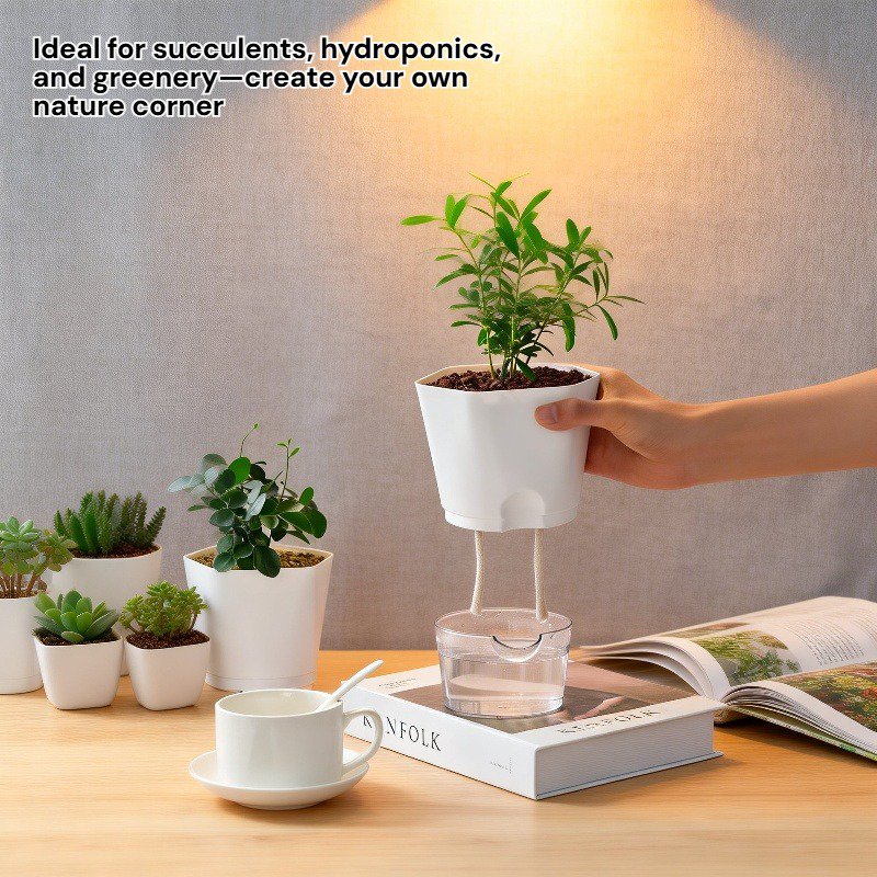 Lazy Self-Watering Plastic Succulent Indoor Hydroponic Planter