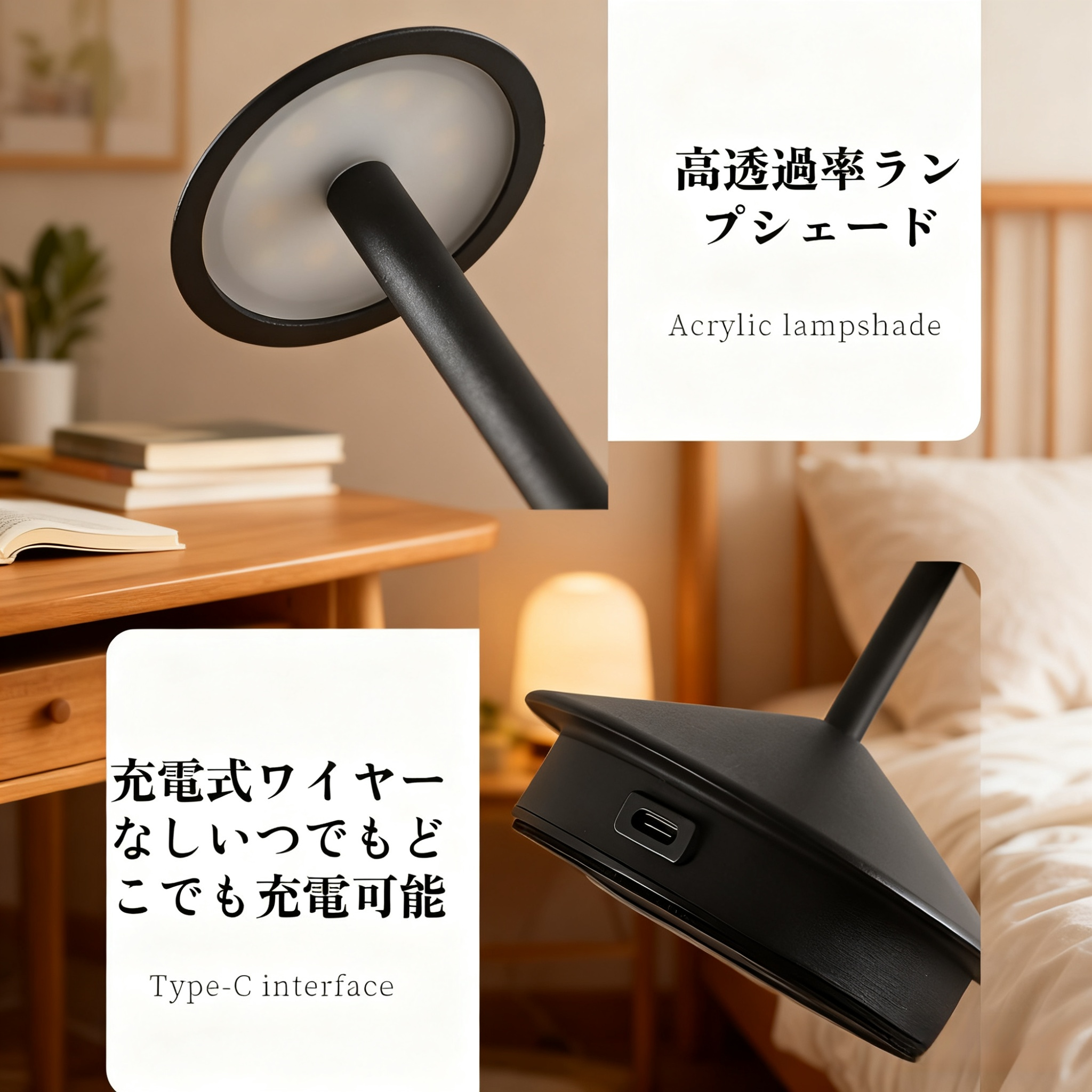 LEDモダンインテリアきのこ型ナイトライト レストランテーブルランプ ベッドサイド雰囲気ライト