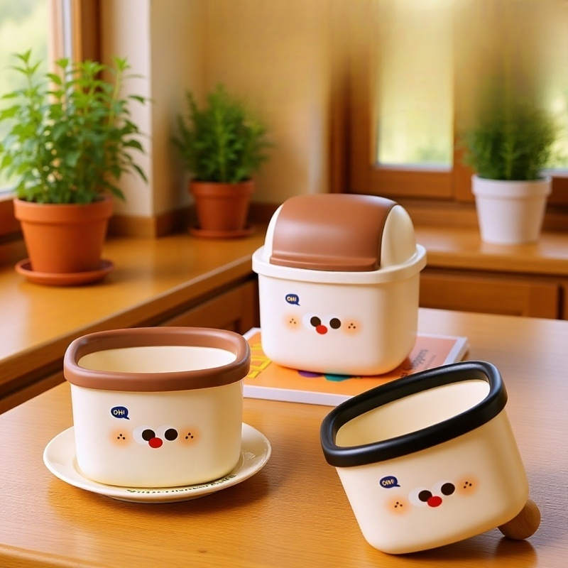 Niedlicher Desktop-Mülleimer, hoch aussehender Studentenwohnheim-Mini-Papierschrott-Aufbewahrungseim