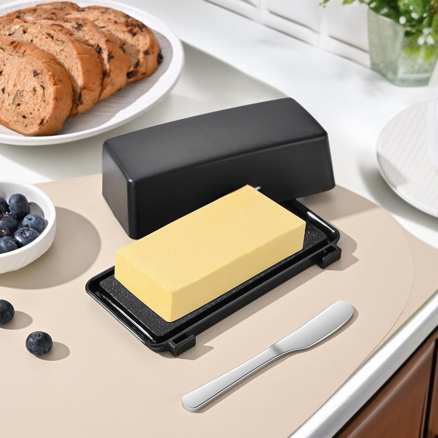 편리한 버터 절단용 칼 포함 플라스틱 상자