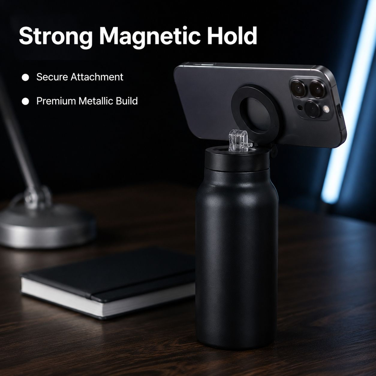 Multifunctional Magnetic Phone Stand Insulated Large Water Bottle