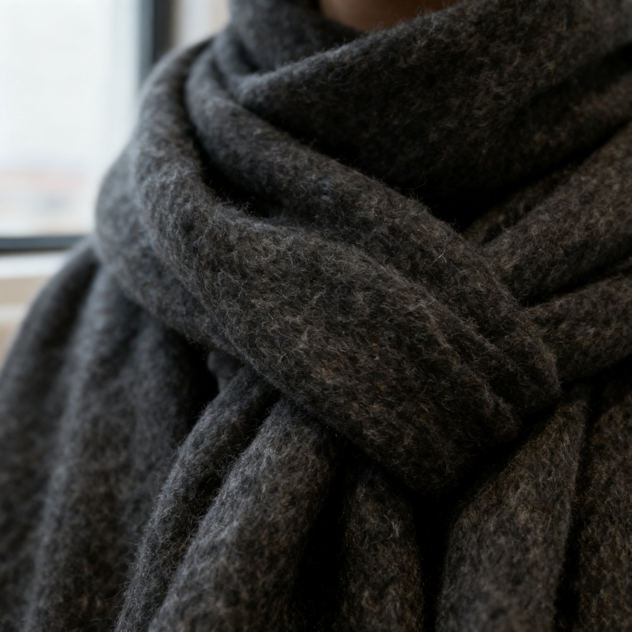 고급스러운 캐시미어 소재 머플러 디테일