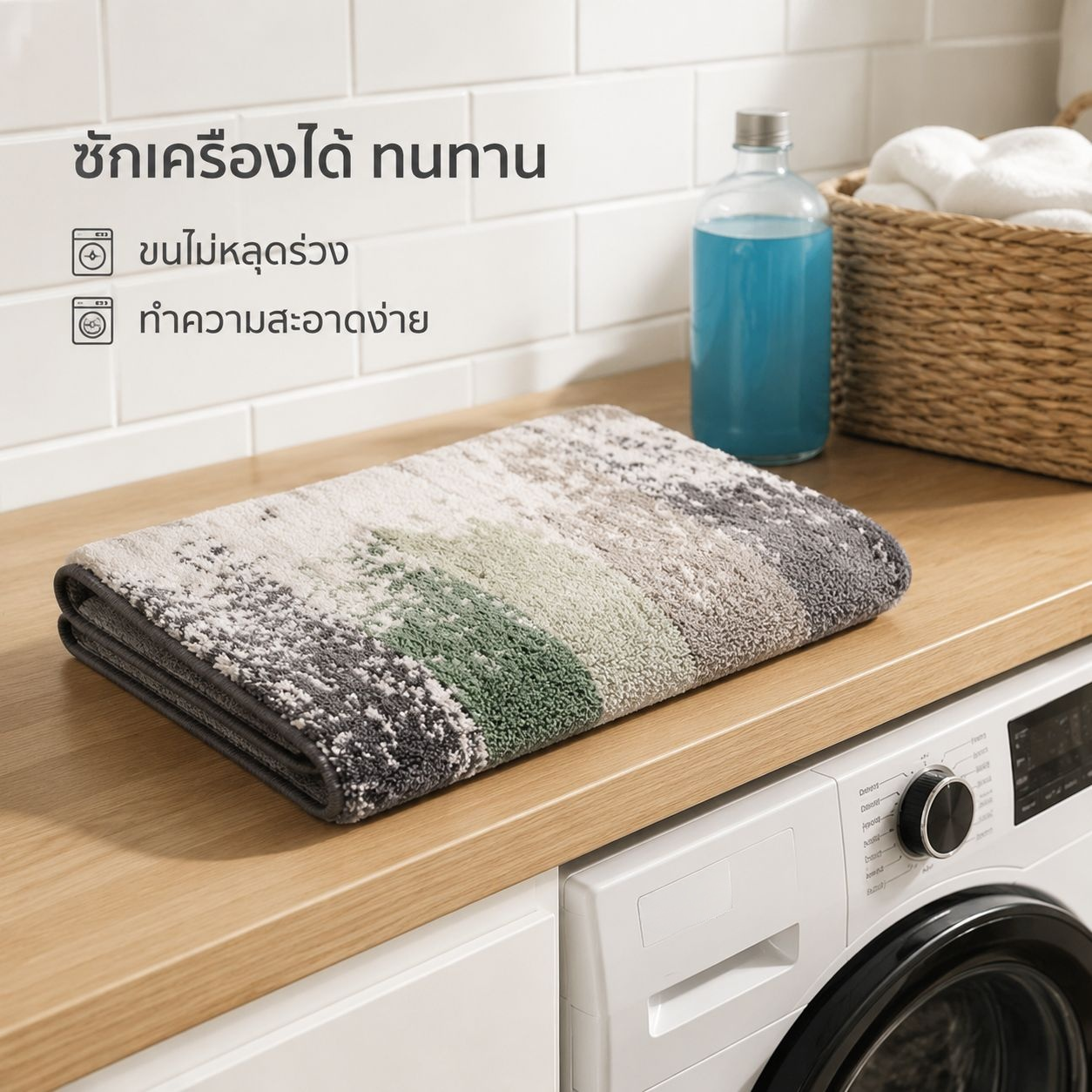 พรมตกแต่งบ้านสไตล์มินิมอล สำหรับห้องนอน ห้องน้ำ และหน้าประตู ดูดซับน้ำ กันลื่น