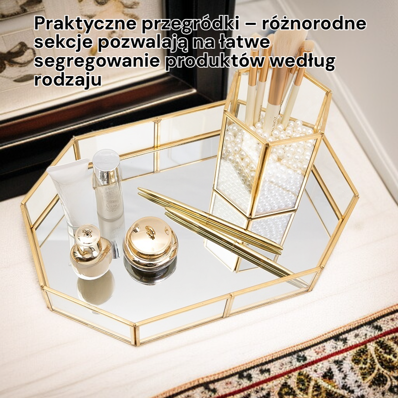 Wielofunkcyjny organizer na kosmetyki, szkatułka na biżuterię, taca dekoracyjna do domu