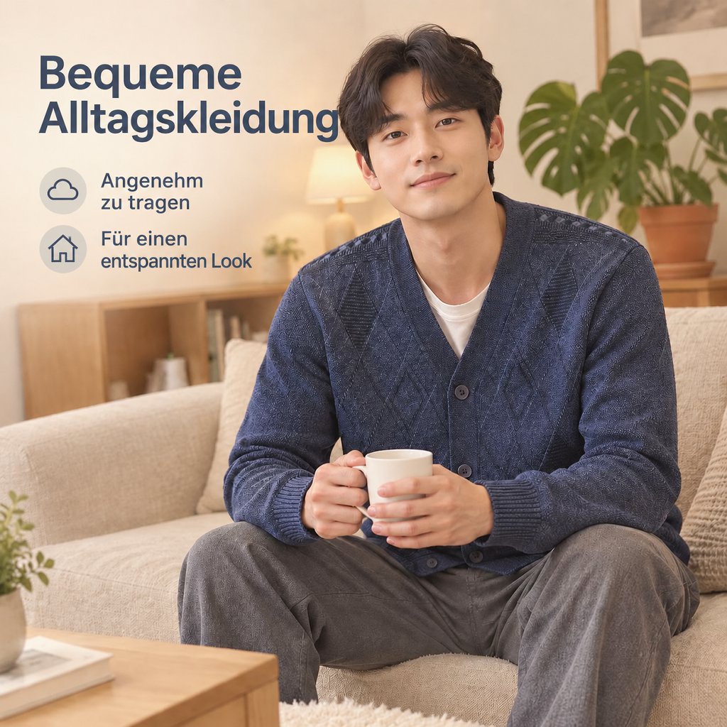 Herren Strick-Cardigan mit Fleece-Innenfutter
