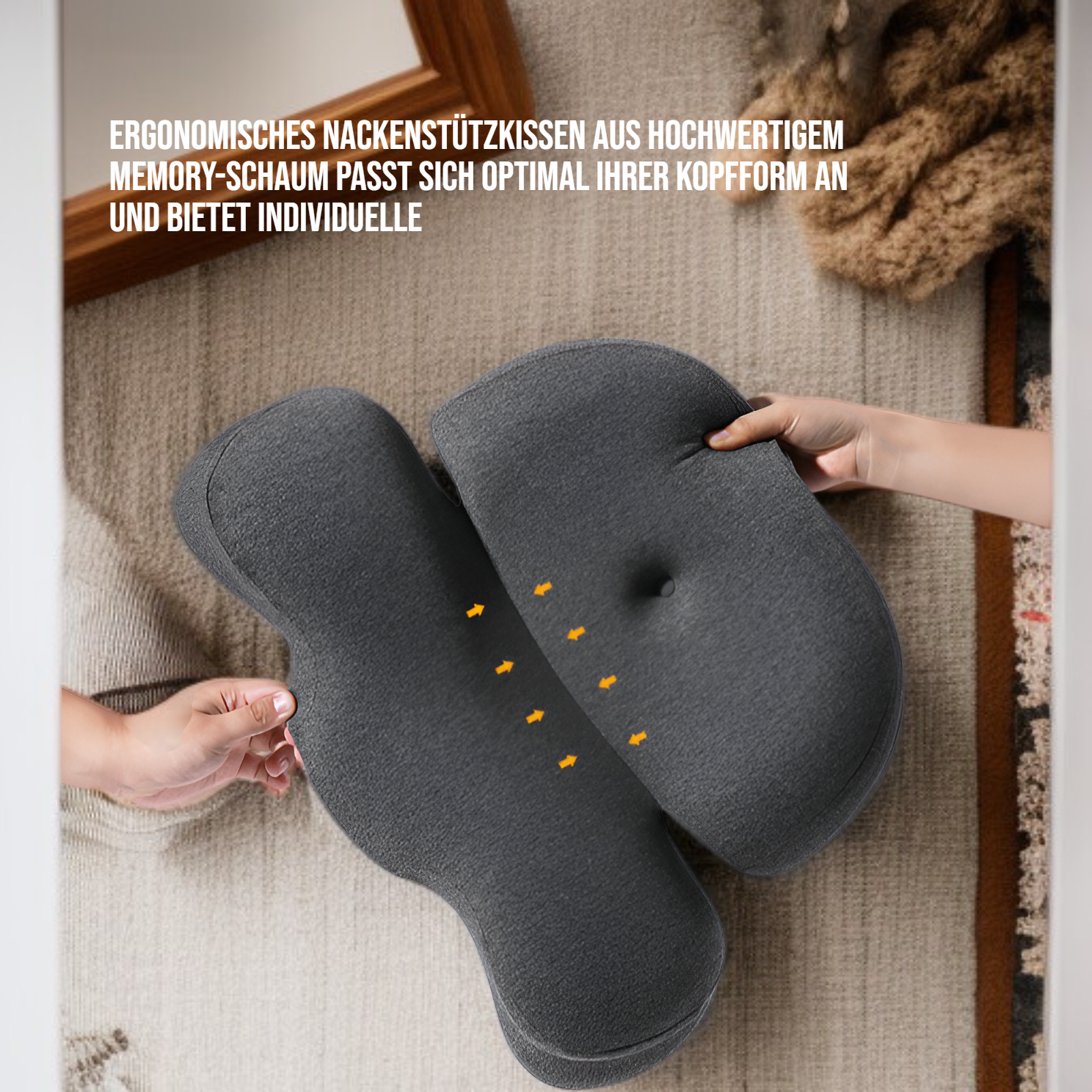 Nackenstützkissen aus Memory-Schaum, geteiltes Design, für tiefen Schlaf