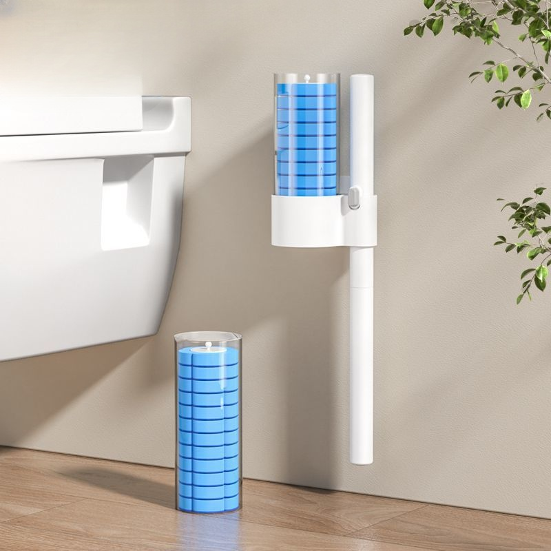 Portable disposable toilet brush
