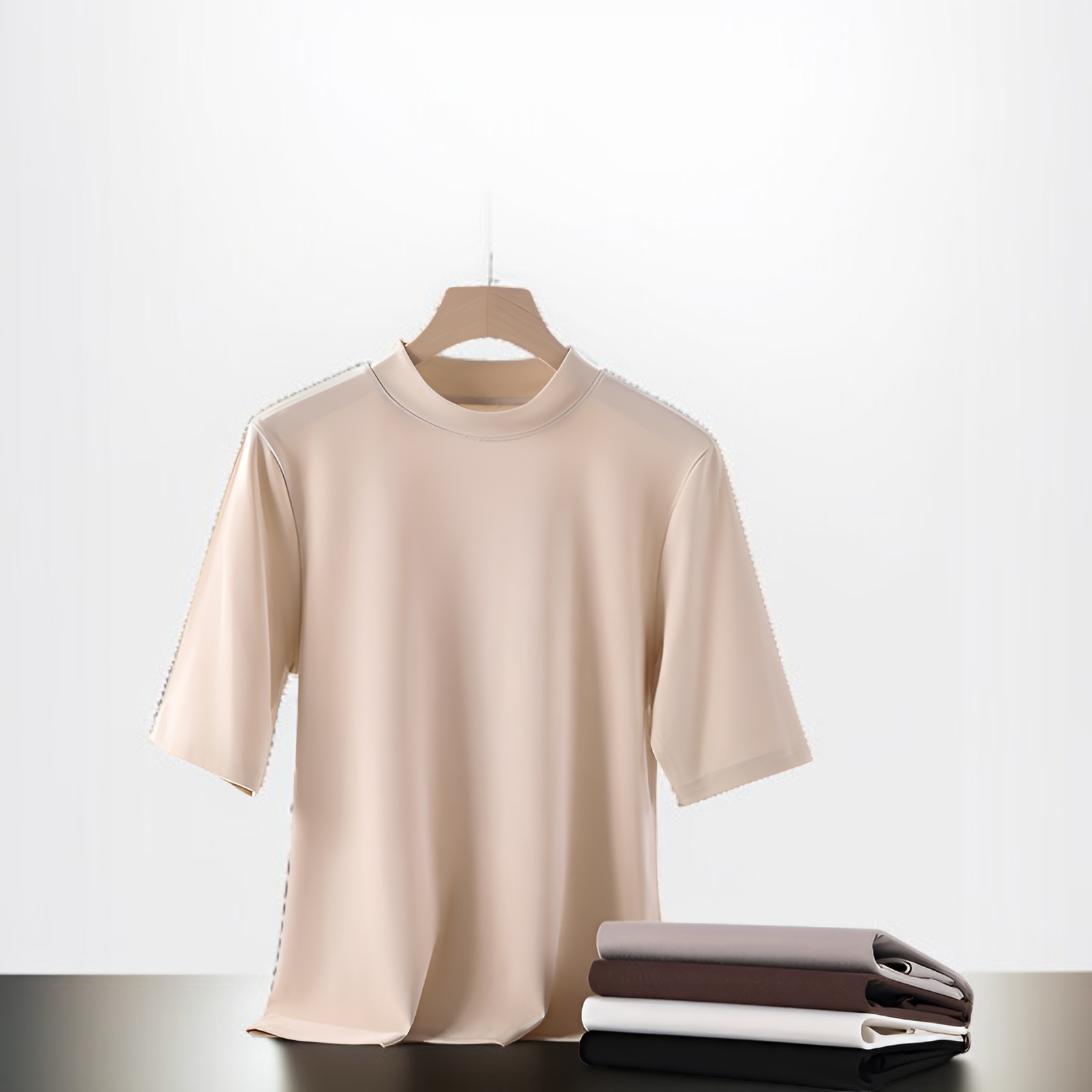 【柔らかくて優しい】2026春夏新作 五分袖スタンドカラー テンセルTシャツ 薄手ゆったり 半袖 快適 軽量 着痩せ レディース トップス プラスサイズあり