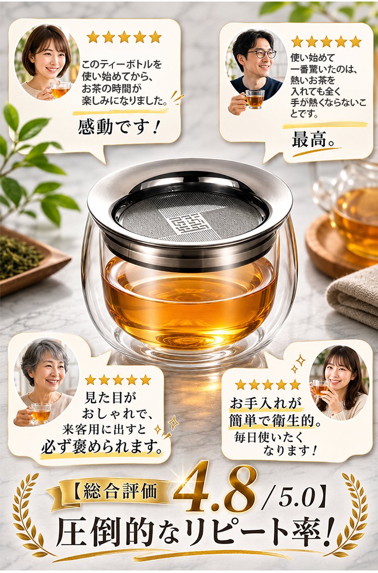 【職人仕上げ】ダブルウォール茶こし付きティーボトル - detail 24