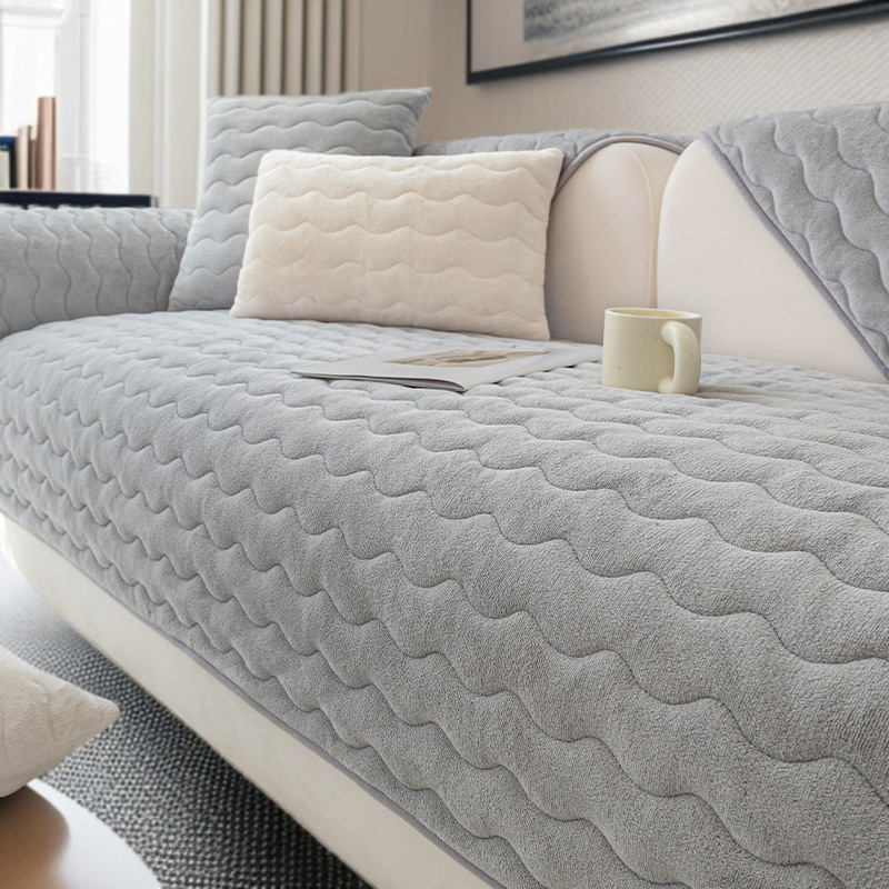 겨울 소파 커버 미끄럼 방지 두꺼운 보풀 대두 섬유 소파 커버 커버