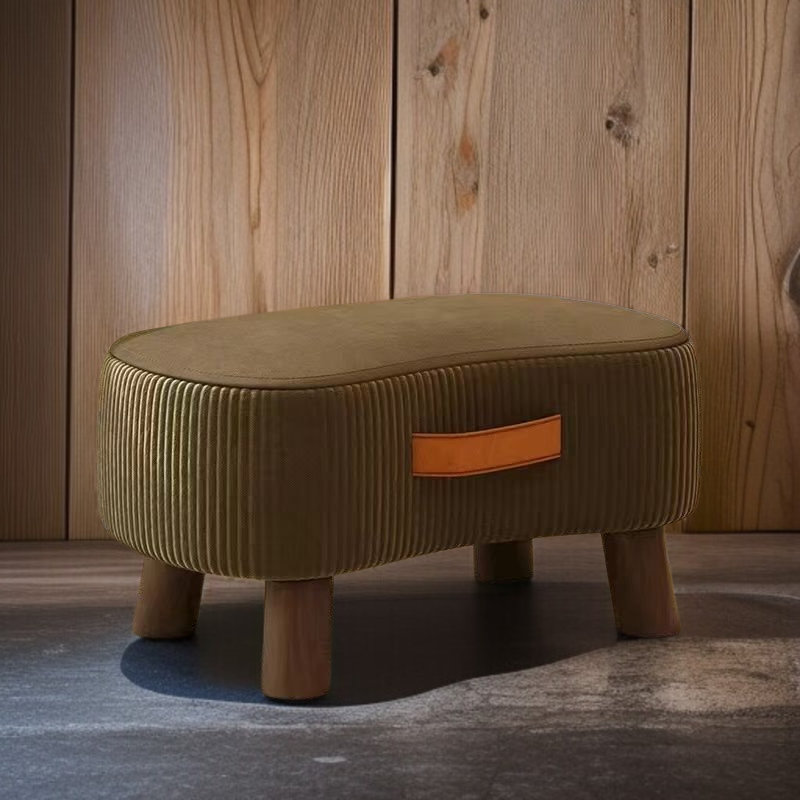 Tragbarer Fußhocker aus Massivholz, Schuhwechsel- und Couchtischhocker für das Wohnzimmer