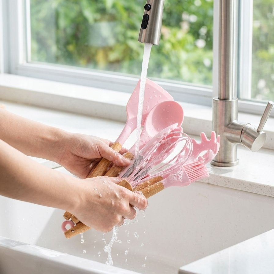 安全で環境に優しいシリコン素材を強調する画像