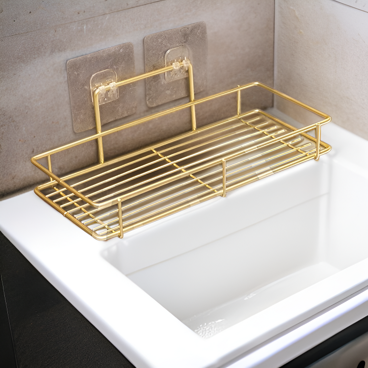 Estante de almacenamiento para baño estilo nórdico sin perforaciones de hierro