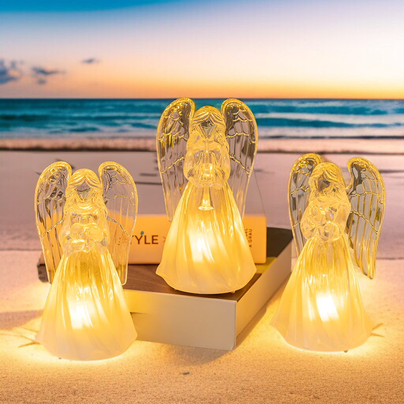 LED 光る小さな天使のアクリル模造クリスタル天使の飾りクリスマスデコレーション天使のナイトライト