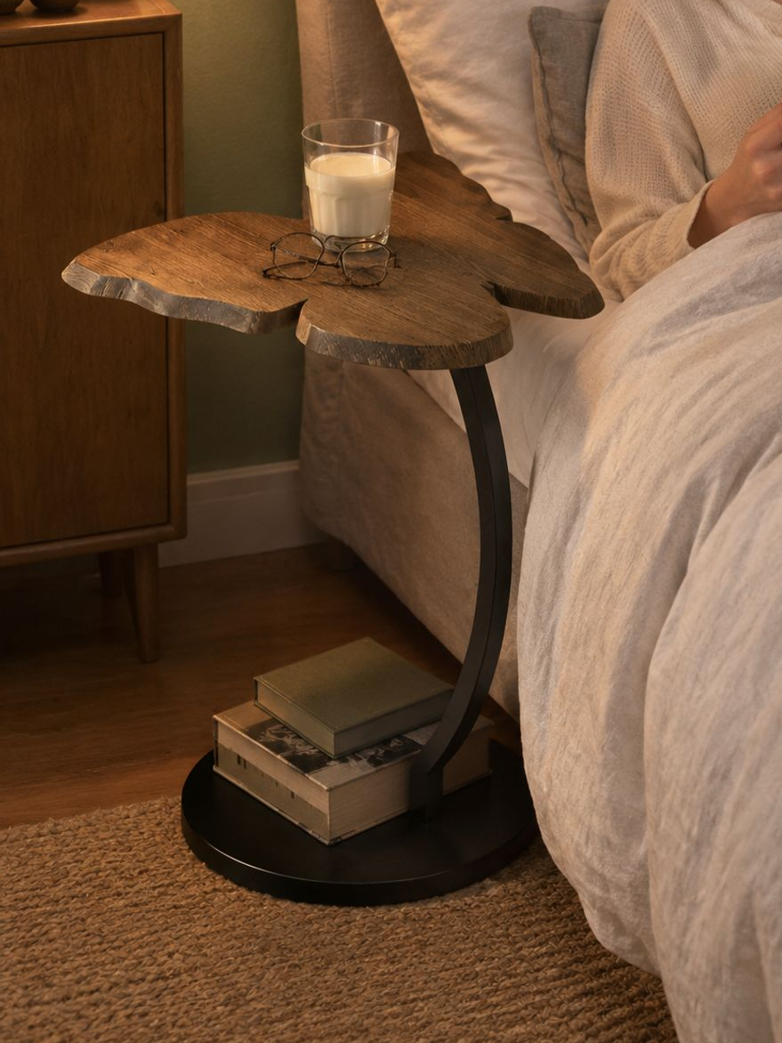 Sofa side table with storage for small spaces