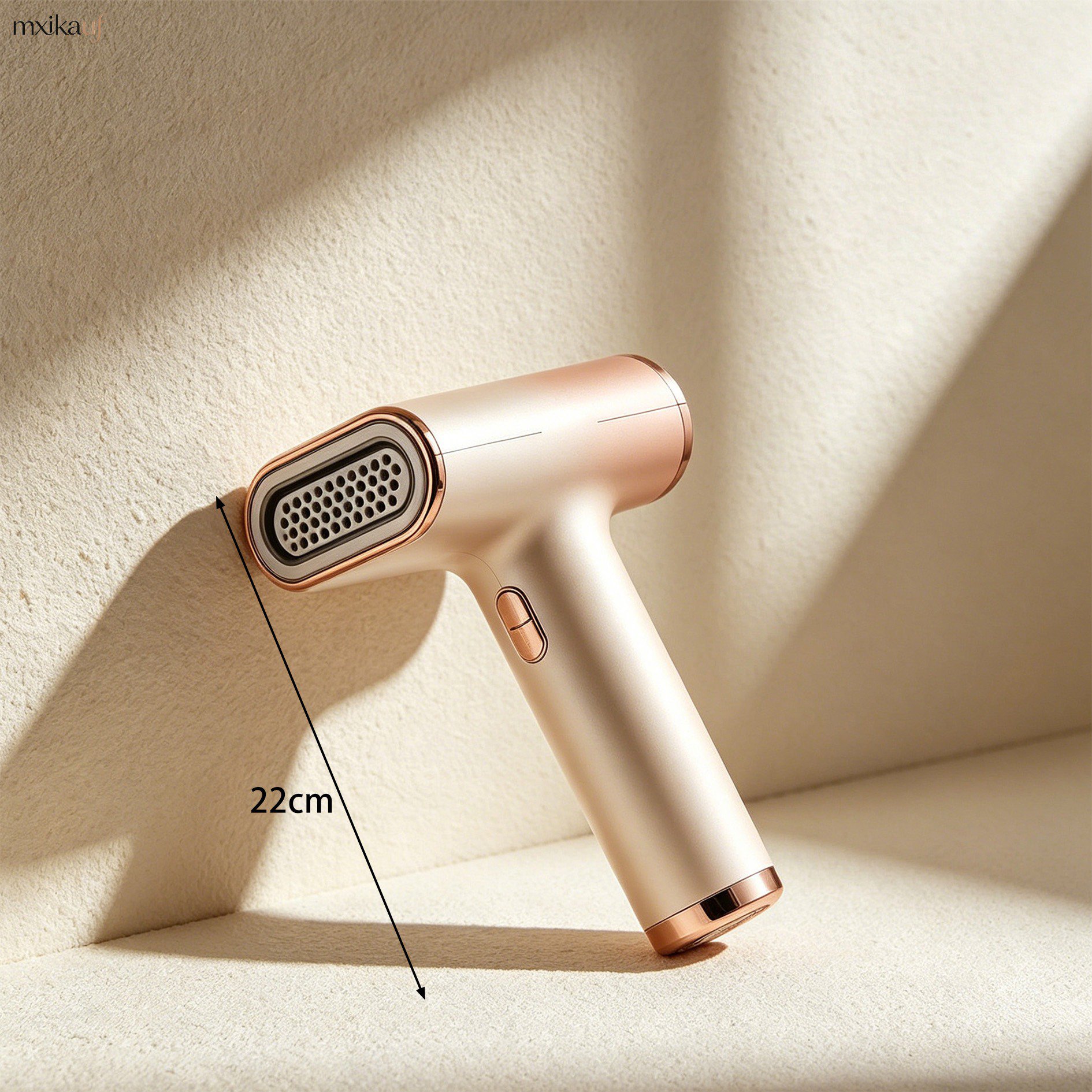 Mini garment steamer steaming shirt