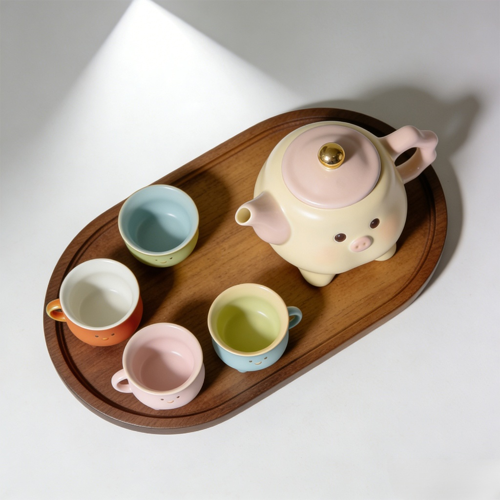 가정용 주전자 컵 차 트레이 조합 세트